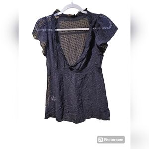 BCBG black silk sheer top size small